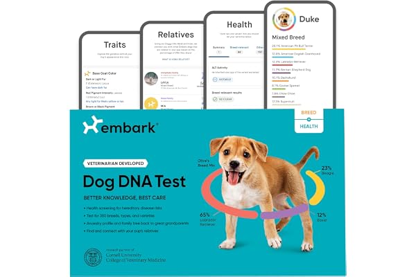 Embark Breed & Health Kit - Dog DNA Test - Discover Breed, Ancestry, Relative Finder, Genetic Health, Traits, COI