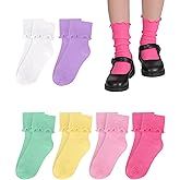 Witwot Ruffle Socks for Girls Kids Toddler Turn Cuff Dress School Uniform Sock
