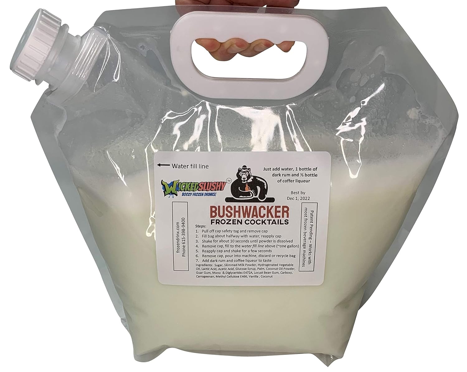Bushwacker Frozen Cocktail Mix by Wicked Slushy. Each bag will make 1 gallon. Designed for frozen beverage machines. Just add water directly to the bag to mix + alcohol (10)