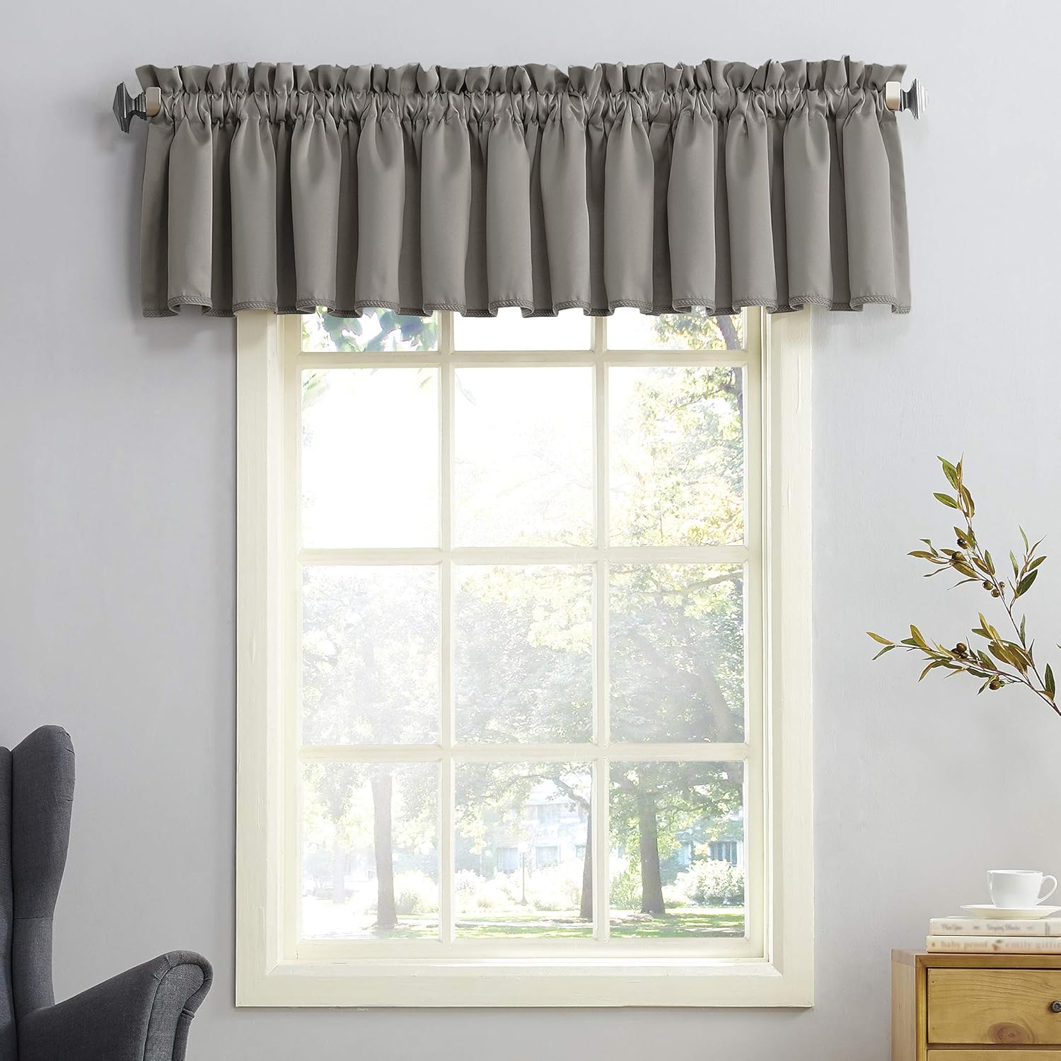 Window Treatments - Sun Zero Barrow Energy Efficient Rod Pocket Curtain Valance Pair