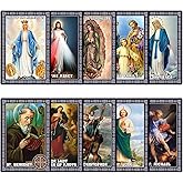 ESNOY Catholic Prayer Cards, Prayer Cards Catholic Saints Set of 10 Holy Prayer Cards, Catholic Religious Gifts for Women, Men, Mother, Father, Godfather, Godmother Gifts from Godson Goddaughter