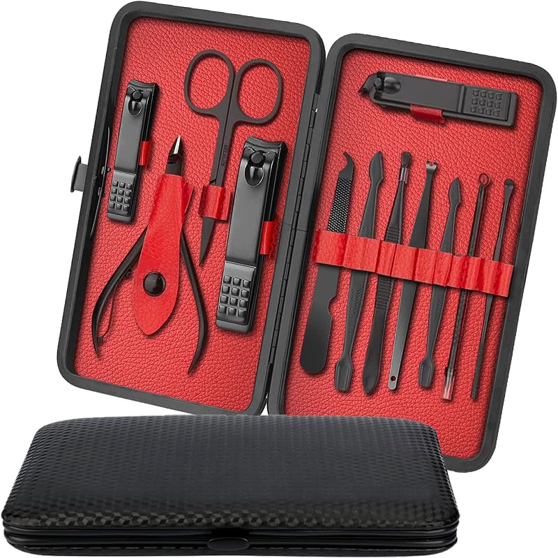 iSOUL Nail Clippers Set 12Pcs Stainless Steel Manicure Grooming Kit
