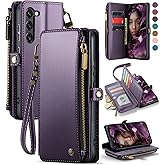 Defencase Compatible with Samsung Galaxy S23 Plus Case Wallet with RFID Blocking Card Holder for Women, PU Leather Magnetic Snap Flip Zipper Strap Phone Case Fit for Galaxy S23 Plus 5G 6.6", Purple