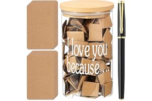 BAYELOVE Love Notes Jar Love You Because Jar with 100 Note cards and 1 Pen, Christmas Anniversary Birthday Gifts for Boyfriend Girlfriend Wife Husband, Newlywed Gifts for the Couple