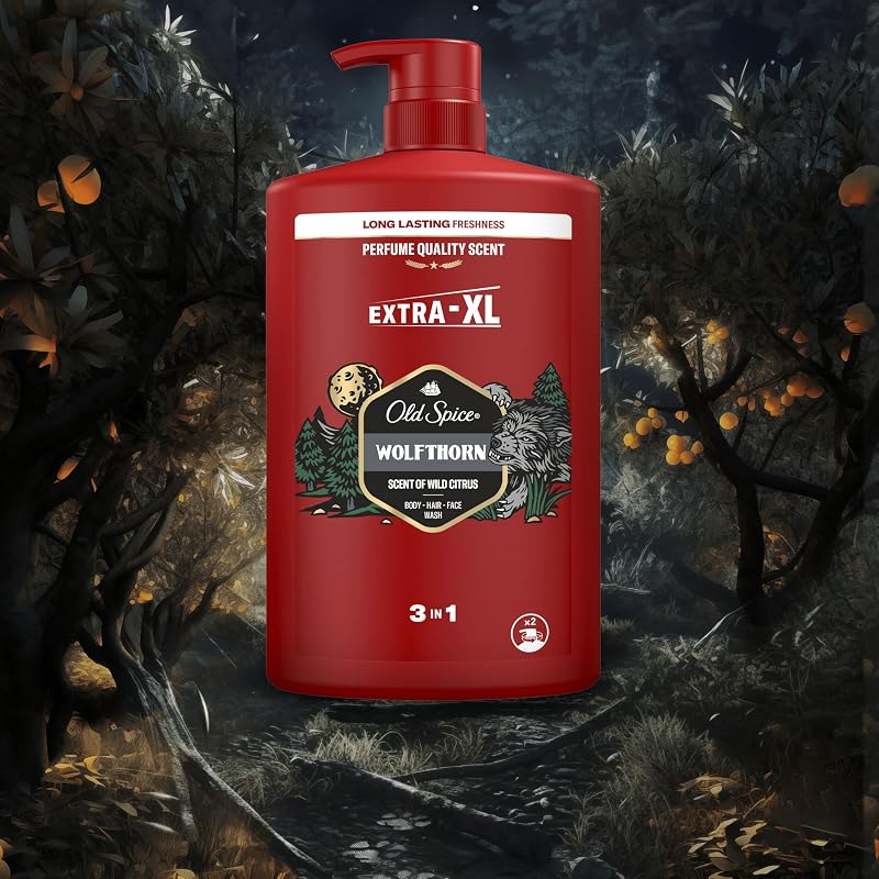 Wolfthorn Gel de Ducha y Champú 3 en 1 para Hombre, 2x1L
