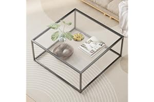 Glass Coffee Table Modern Center Table,Minimalist Coffee Table Sofa Side Tea Table for Living Room,Tempered Glass-top with St