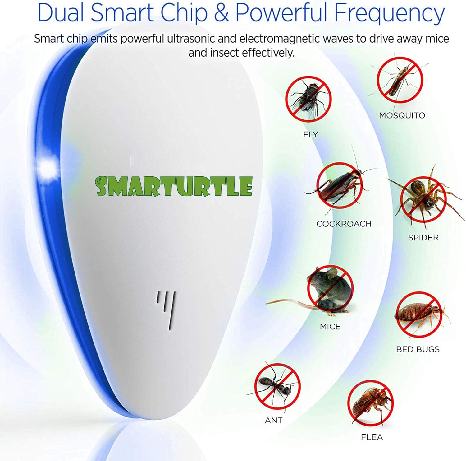SMARTURTLE 【2020 Upgraded】 Ultrasonic pest Repeller Plug in Indoor Insect Repellent Electronic pest Control Mouse Bug Fly Electric Mosquito Repellent mice Rodent Cockroach Destruct Roach Defender : Garden & Outdoor