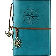 MALEDEN Leather Writing Journal Notebook, Classic Spiral Bound Notebook Refillable Diary Sketchbook Gifts with Unlined Travel Journals to Write in for Girls and Boys (Sky Blue)