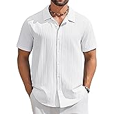 COOFANDY Men's Short Sleeve Casual Button Down Shirts Textured Summer Beach Shirt
