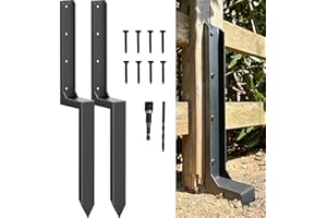 ARKSOLDIER Fence Post Repair Kit - Quick Fix Broken/Leaning 4x4/6x6 Wood Posts Support with One-Piece Steel Anchor & Stakes (Thickened 11-Gauge, 2-Pack)