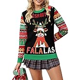Women's Ugly Christmas Sweaters Funny Pattern Cute Xmas Sweaters Holiday Party Long Sleeve Knit Pullover Tops