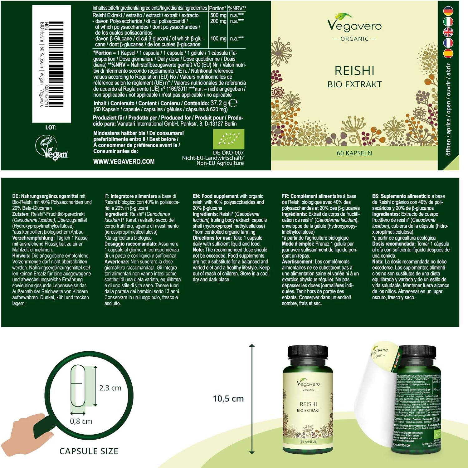 Vegavero Organic Reishi Extract, 90 count (Pack of 1) - Image 3
