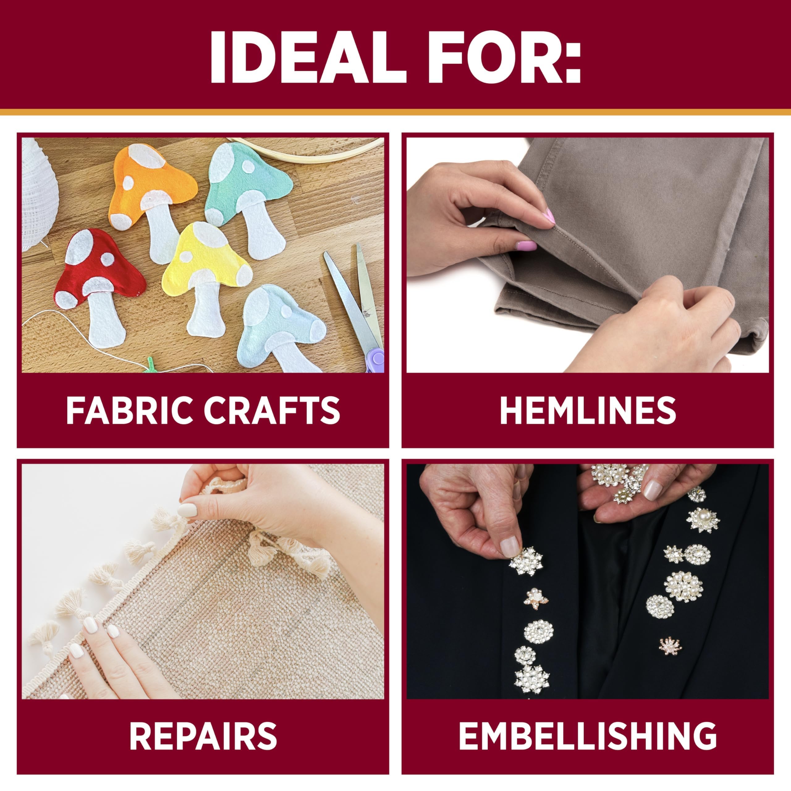 Aleene's Fabric Fusion Glue 4 oz, Nontoxic, Permanent and Washable Adhesive, Dries Flexible, Strong Bond on All Fabrics, Patches, Clothing, Denim, Polyester, Cotton, Felt, Flannel Materials