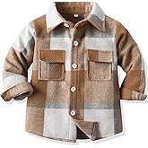 BACKID Boys Girls Plaid Flannel Shirts Jacket Toddler Long Sleeve Button Down Shacket Kids Spring Outwear Clothes Tops