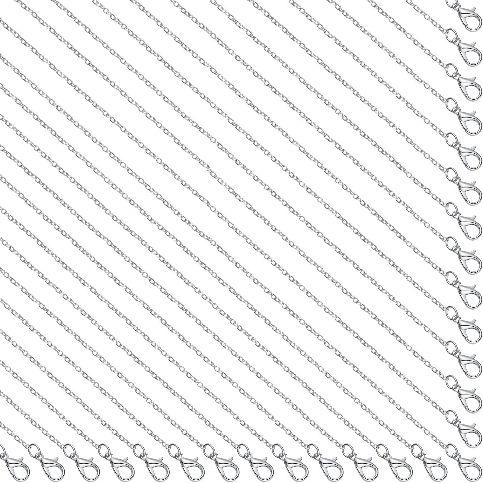 Photo 1 of 100 Pieces Necklace Chains for Jewelry Making Bulk Plated Cable Link Chains with Lobster Clasps for Women DIY Jewelry Making Supplies, 17.7 Inch (Silver)