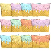 SilTriangle 12 Pcs Ice Cream Drip Makeup Bags for Women Gifts Ice Cream Cone Cosmetic Bags Toiletry Zipper Pouch Sweet Lover Presents Birthday Party Favors Decorations