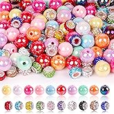 100 pcs Beads for Pens, Rhinestone Large Hole Beads, Rainbow Acrylic Bead, Focal Bead Perfect for DIY Beadable Pens, Bracelets
