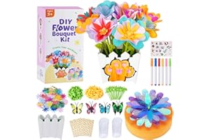 TKECWOB Fabric Flower Bouquets Toys - Flower Making Kit for Kids - DIY Flower Craft Kit, Gifts for 3 4 5 6 7 8 9 10 11 12 Year Old Girls, Preschool Learning Educational Activity Birthday Gifts Party Favors