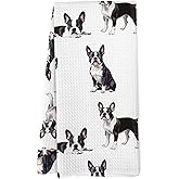 Yorhifa Boston Terrier Gifts Kitchen Towels, Boston Terrier Gifts for Women Dish Tea Towels for Kitchen Decor, Dog Hand Towels for Bathroom, Dog Bathroom Decor, 16x24 Inches