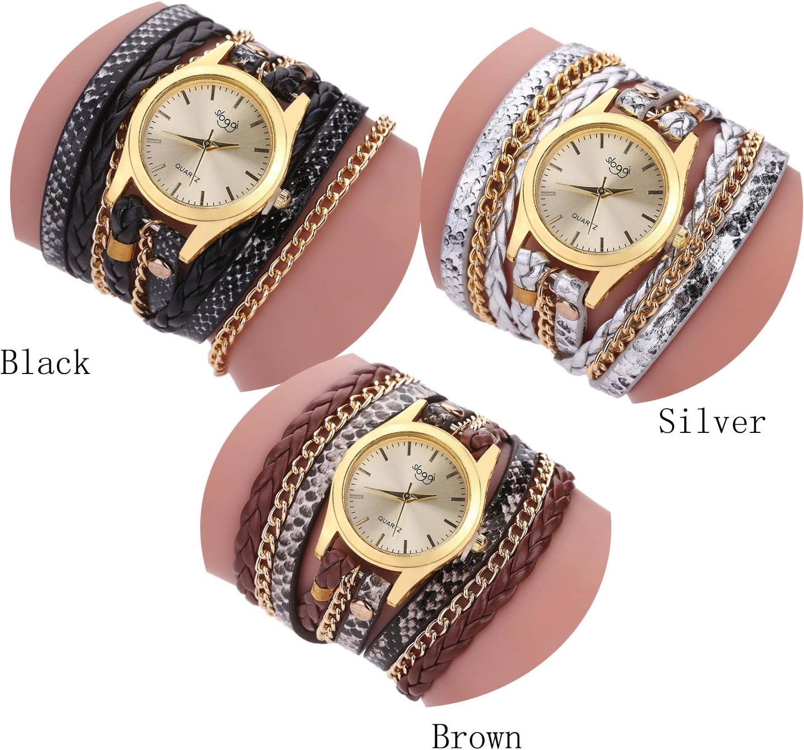 SNHWARE Bracelet Watch Ladies Hand-Knotted Serpentine Bracelet Bracelet Pack Of 3