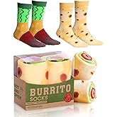 POPCRAZE 2 Pairs Burrito Socks – One Size Fits Most. Funny Novelty Taco Food Socks, Fun Gift for Men and Women, Crazy Funky for Taco Lovers, Valentine Gift Idea