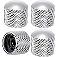 4Pcs Metal Guitar Knobs Volume Tone Control Knob Dome Tone Knobs for Electric Guitar Bass Replacement Parts, Silver