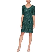 Amazon.com: Alex Evenings Women's Short Shift Cocktail Gown with Bell  Sleeves, Formal Events, Wedding Guest Dress, Black and Copper, 4 : Clothing,  Shoes & Jewelry