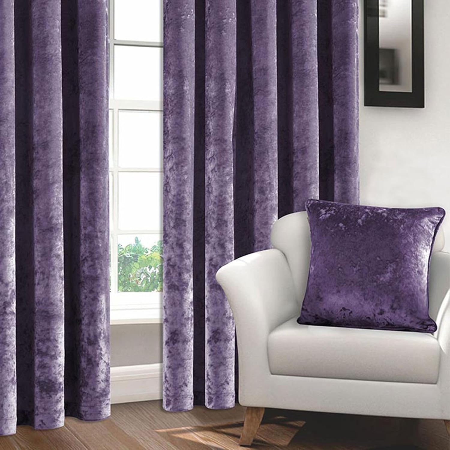 ASAB Crushed Velvet Eyelet Curtains Luxury Velour for LivingRoom