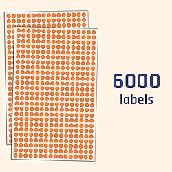 6000 Pack - 1/4" Small Dot Stickers Round Circle