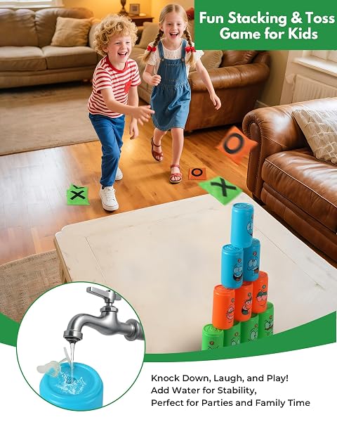2-IN-1 GIANT TIC TAC TOE AND CAN TOSS GAME – OUTDOOR GAMES FOR KIDS & FAMILY, BACKYARD AND INDOOR PARTY GAME SET WITH BEAN BAGS & STORAGE BAG