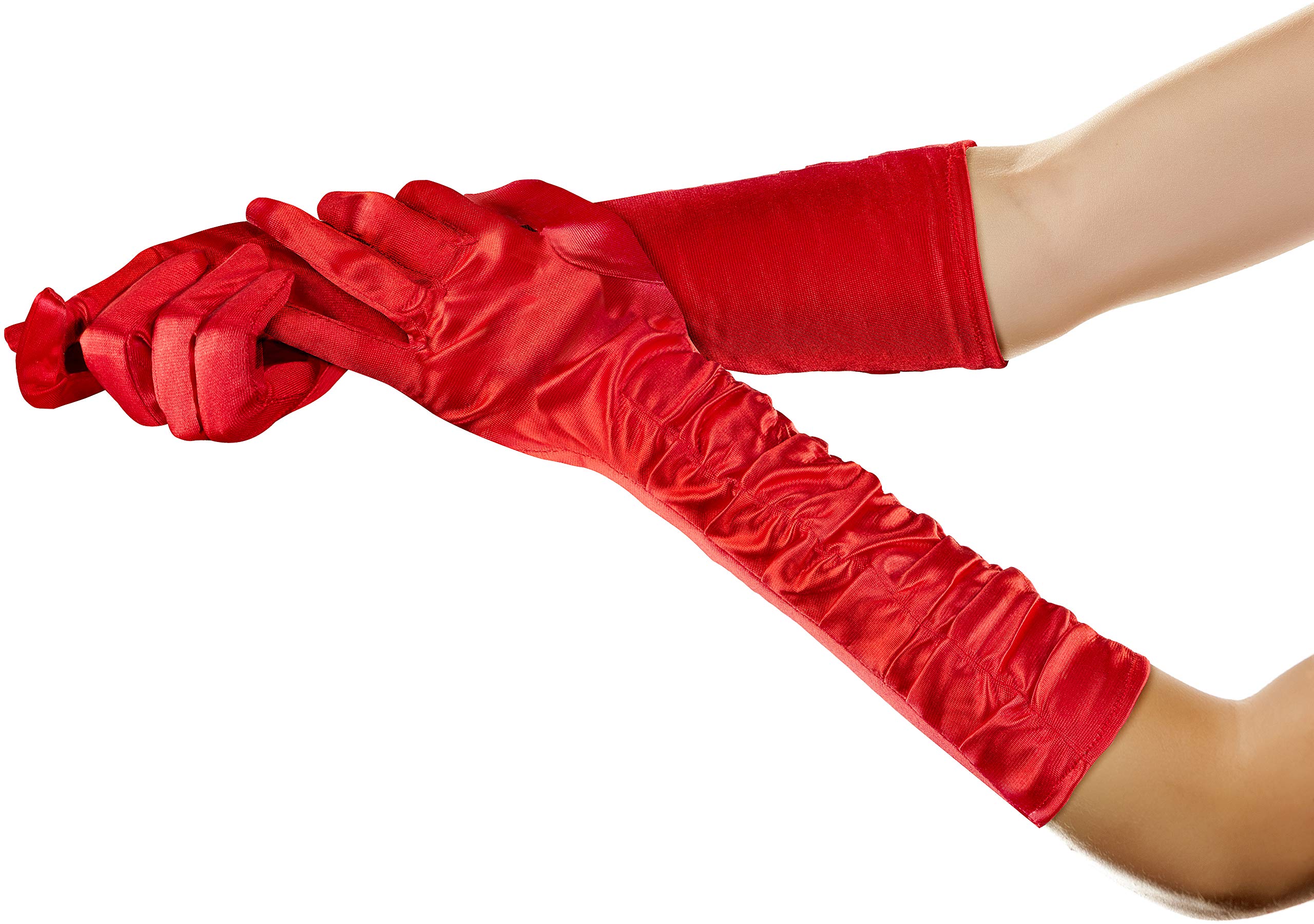 Balinco Long Glamour Gloves in the colours black, white & red for the 20s Ladies Charleston Costume (Red)