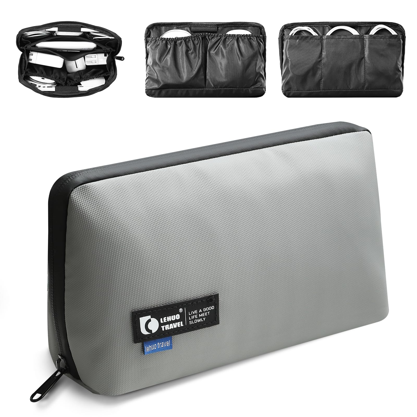 Photo 1 of RIGHT AWAY Travel Tech Pouch?Waterproof Cord Case?Electronics Organizer Travel Case?Cable Organizer Storage Bag For Phone, Charger, Accessories(GRAY)