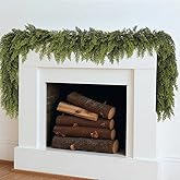 1 Pack 6Ft Christmas Garland, Real Touch Cedar Garland, Artificial Cypress Garlands for Mantle Fireplace Table Door Wall Upstairs Indoor Outdoor Xmas Holiday Decorations
