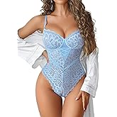 Avidlove Lingerie For Women Lace Bodysuits Deep V Teddy One Piece Mini Babydoll Outfits S-XXL