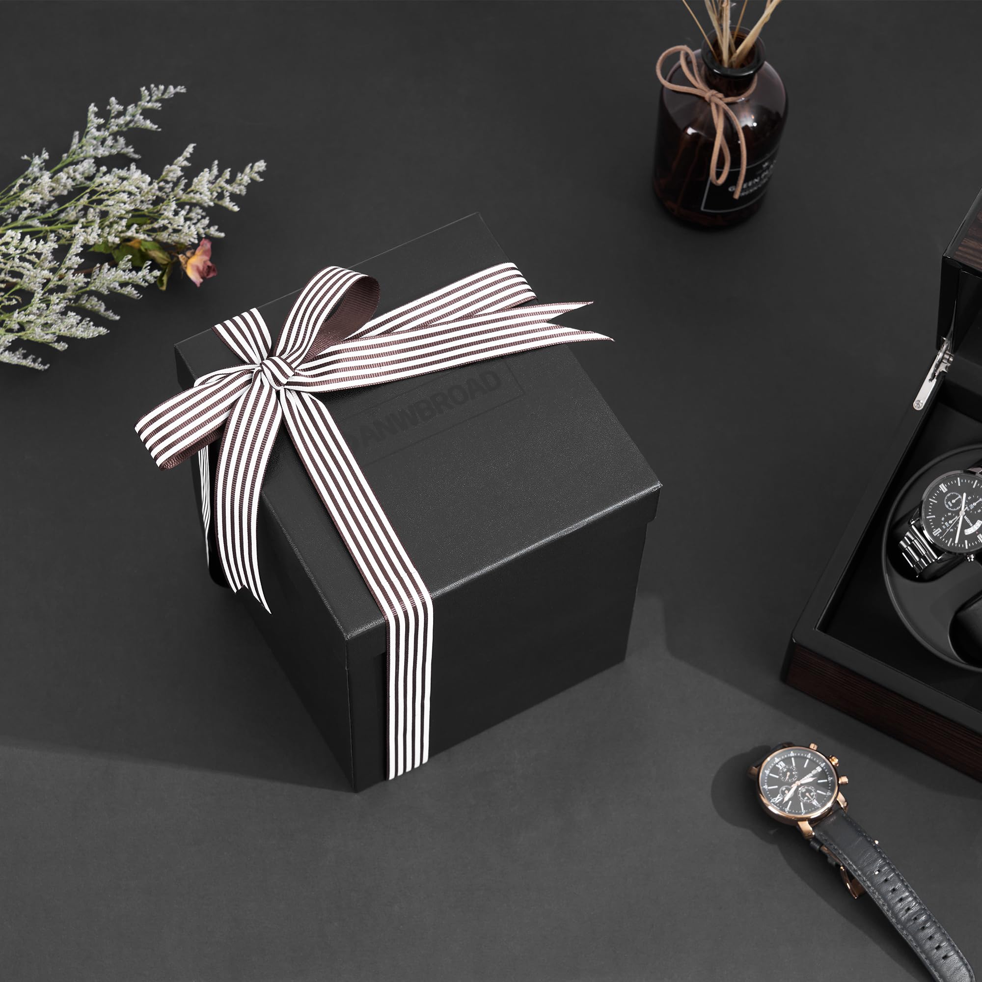 ANWBROAD ANWBROAD Watch Winders for Automatic Watches, New Ebony-Colored Piano Finish Automatic Watch Winder Box, Rotating Watch Case with 4 Rotation Modes, Quiet Motor, LED for Man Woman's Watches UJWW001E