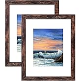 LUCKYLIFE 16x20 Frames, Picture Frames for Wall, Display Pictures 11x14 with Mat or 16x20 without Mat, Pack of 2, Rustic Brown