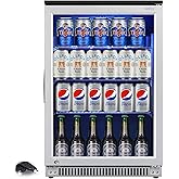 Weili 20 Inch Built in Beverage Refrigerator with Lock, Under Counter or Freestanding 120 Can Soda Beer Drink Cooler Fridge w