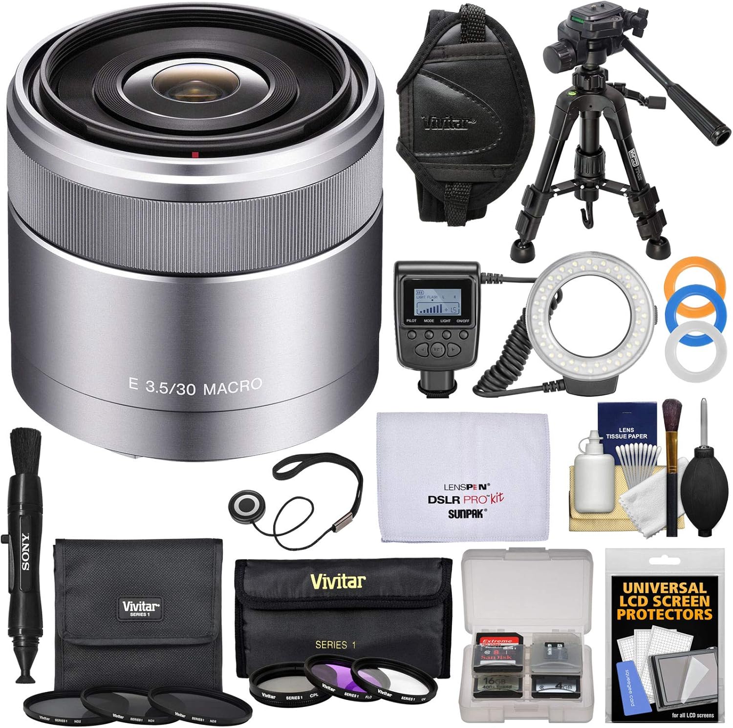 Sony Alpha EMount 30mm f/3.5 Macro Lens with Ring Light