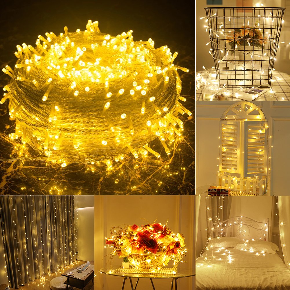 LED Fairy Lights 200 LED String Lights 66ft IP44 Waterproof Warm White Light, DC 31V Low Voltage Transformer Suitable for Indoor, Outdoor, Party, Garden, Christmas