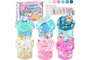LAWOHO 6-Pack Mermaid Gnomes Slime Kit - Clear, Water, Cloud & Butter Slime for Kids with Beach Charms & Add-ins, Soft & Non-