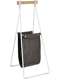 AmazonBasics Free Standing Toilet Paper Stand with Sling Reserve - White/Beech