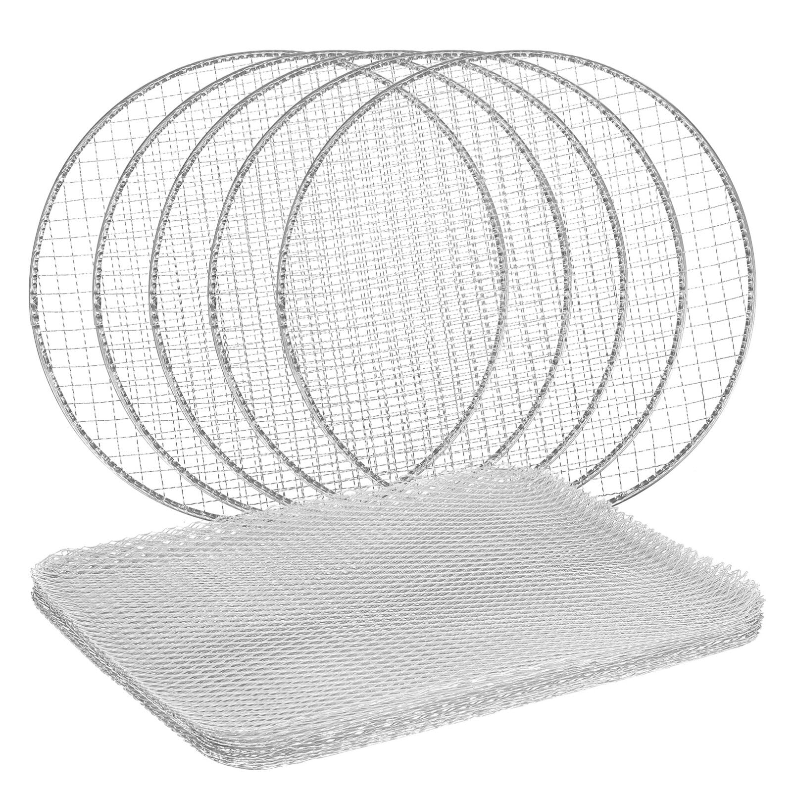 Kichvoe 10pcs Disposable Grill Topper Aluminum BBQ Grill Mesh Mat Grill Grate Liners BBQ Grill Mesh Mat For Outdoor - 2 Size
