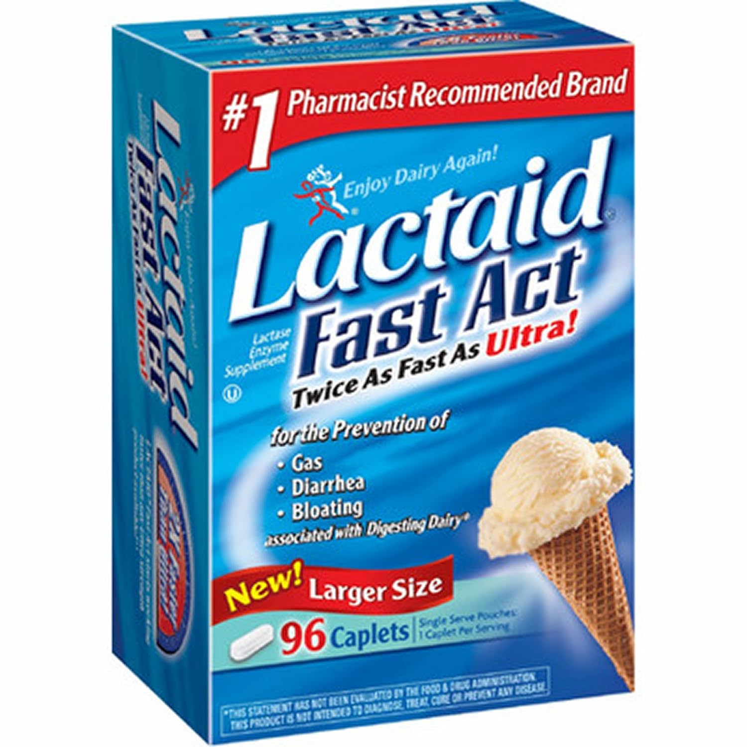 Lactaid Fast Act Lactase Enzyme Supplement, 96 ct. Health