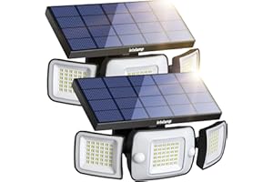 intelamp Solar Outdoor Lights,6000mAh Motion Sensor with Dual Sensors,Waterproof Solar Flood Lights 270°Wide Angle for Outside with 3 Modes