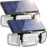 intelamp Solar Flood Lights - 2 Pack 6000mAh 1200LM