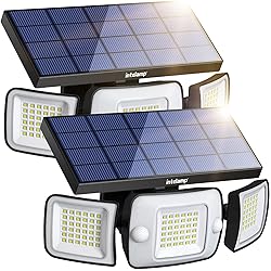 intelamp Solar Flood Lights - 2 Pack 6000mAh 1200LM