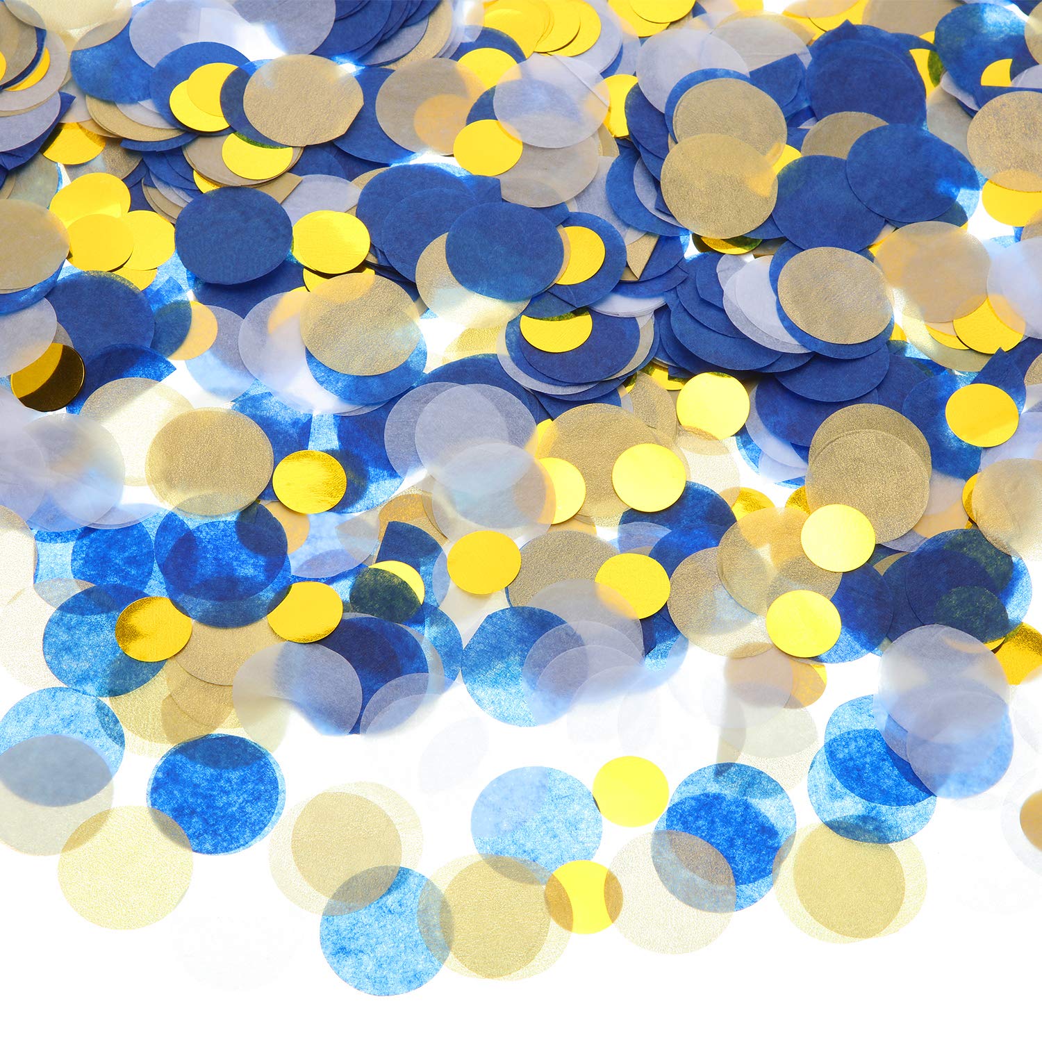 Round Tissue Paper Table Confetti Dots for Wedding Birthday Party Decoration, 1.76 oz (Blue Gold Confetti, 2.5 cm)