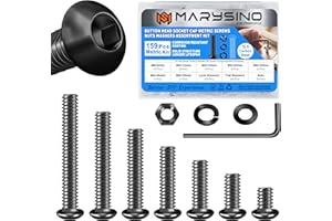 159 Pieces M6 Screw, Button Head Socket Cap Metric Screws Assortment Kit, Grade 10.9 Carbon Steel M6 Bolts and Washers/Nuts/Hex Wrenches, Black Oxided by Marysino