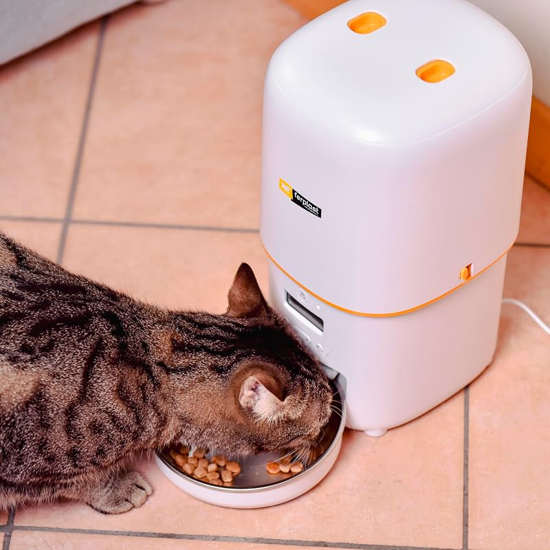 Risto Pet Dispensador Automático de Comida para Perros y Gatos, Programable, 4 L de Capacidad, Doble Potencia, 6 Comidas al Día, Pantalla Retroiluminada, Comedero de Acero Inoxidable