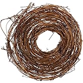 Natural Grapevine Twig Garland, 15ft Rustic Grapevine Wreath Vines for DIY Crafts, Wedding Arch, Farmhouse Wall Decor, Front Door & Garden Garland (15ft)